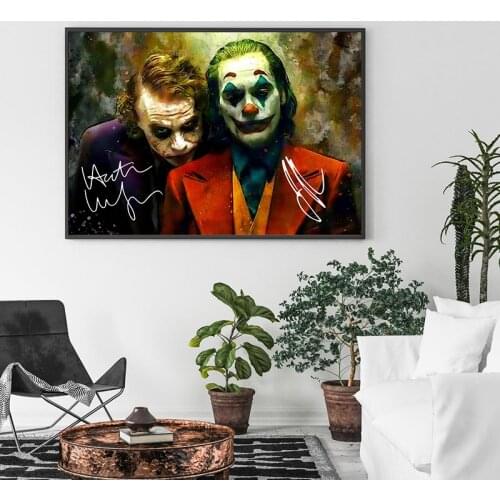 Phoenix Joker and Ledger Joker Signature Art Prints Classic Movie Poster Abstract Watercolor Canvas Painting Wall Picture Decor