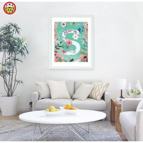 Letter with flower numbers oil painting DIY simple fresh and elegant plant home decoration oil painting