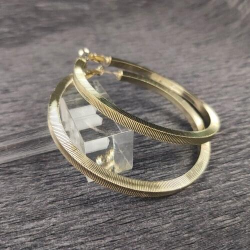 Cool Hoop Earrings Shape Charming Retro Fashion Exaggerated Stripe Trendy Big Large Ins Show Round Dance Wide Catwalk Gold 034