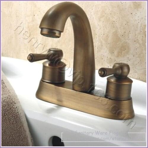 L16603 - Luxury Deck Mounted Bronze Color Brass Material Hot & Cold Water Dual Handle Basin Tap