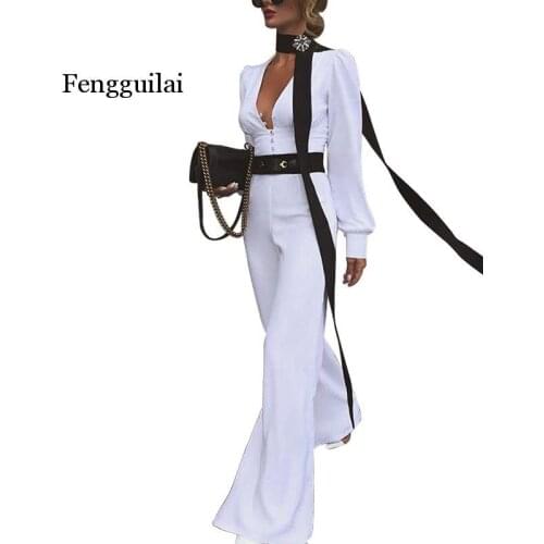 Summer Jumpsuit Formal Elegant Long Pants Trendy White Overalls For Women Lady Clothing Plus Size Jumpsuits And Rompers Outfit