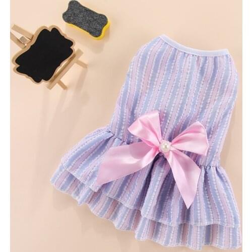 Summer Pet Clothes stripe Dog Dress For Dogs Skirt Summer Princess Dress Printing Skirt Wedding Party York Clothes Pet Dress
