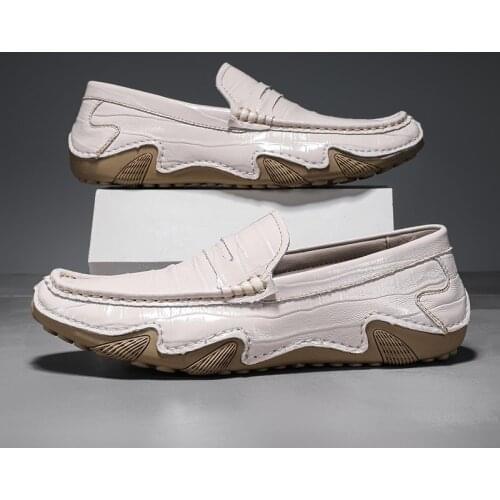 Genuine Leather Men Shoes Luxury Brand Casual Slip on Formal Flats Men Moccasins Italian Male Driving Shoes Cowboy Botas Brogue