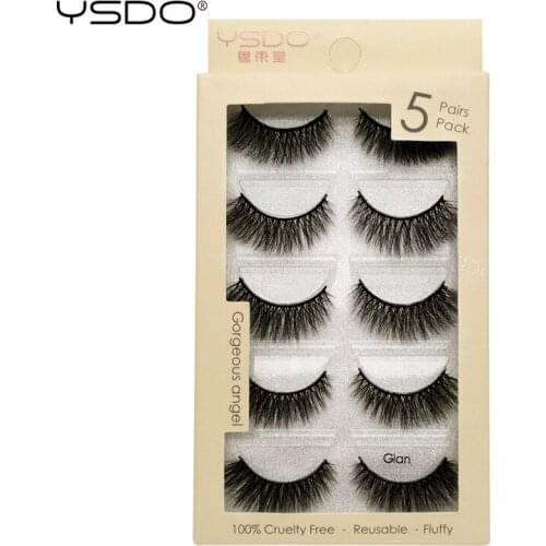 YSDO 5 pairs false eyelashes hand made mink eyelashes 3d mink hair lashes faux cils natural long eyelash 3d lashes fluffy lashes