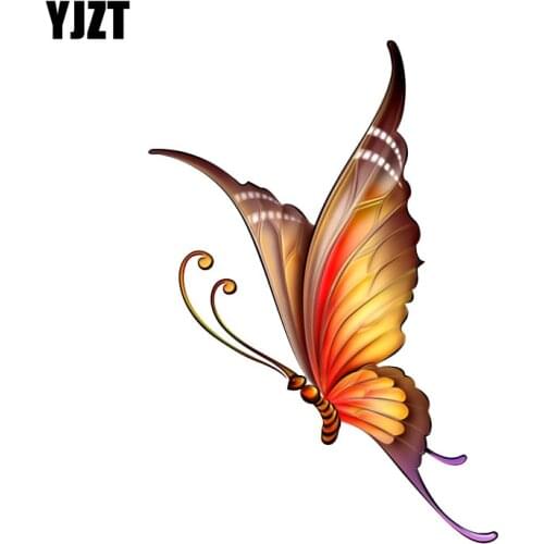 YJZT 10.2CM*14.9CM Wings And Flying Butterflies PVC Motorcycle Car Sticker 11-00709