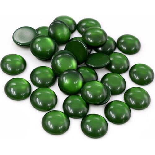 New Fashion 40pcs 12mm Green Color Flat back Resin Cabochons Cameo G5-09