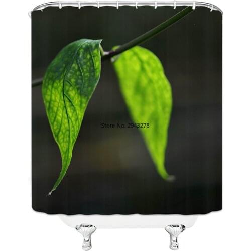 Fresh Simple Small Flower Shower Curtain Bathroom Waterproof Polyester Shower Curtain Leaves Printing Curtains for bathroom