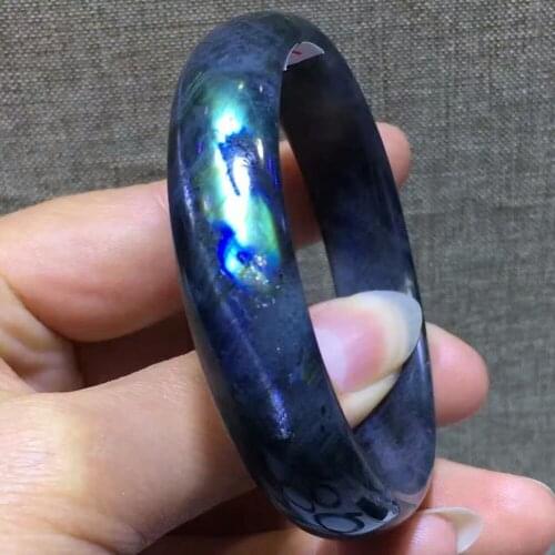 2017 New Arrival Unique One Genuine Natural Labradorite Gem Stone Fashion Women Femme Charm Crystal Bangle Inner Diameter 54mm