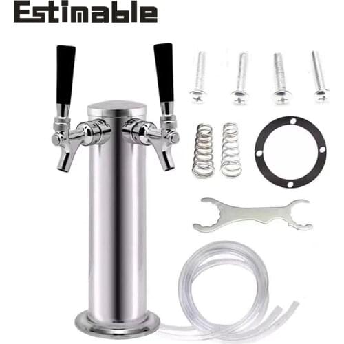 Homebrew Two taps silver Beer tower stainless steel beer tower with double beer tap faucet bar accessoires good quality