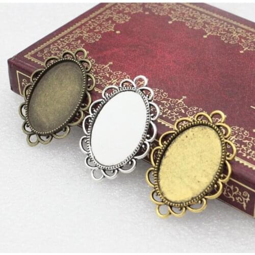 Fit 18x25mm Oval cabochons Blank Setting Bezel Tray Base Connector DIY Charm Making Accessories 20pcs/lot K02681