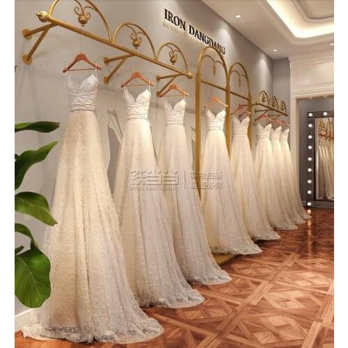 Womens clothing store shelf clothing store display shelf floor-to-ceiling dress hanging hanger wedding dress shelf wall high-gr