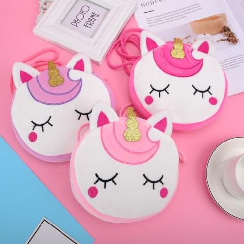 Unicorn Single Shoulder Storage Portable Snack Bag Children Students Kawaii Plush Toys Cartoon Doll Stuffed Toy For Children