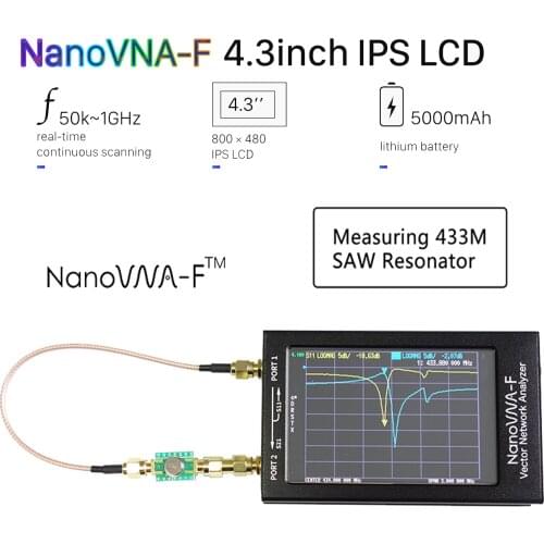 NanoVNA-F Handheld Vector Network Analyzer SWR Meter 50KHz-1000MHz 4.3 Inch IPS MF HF VHF Antenna Analyzer