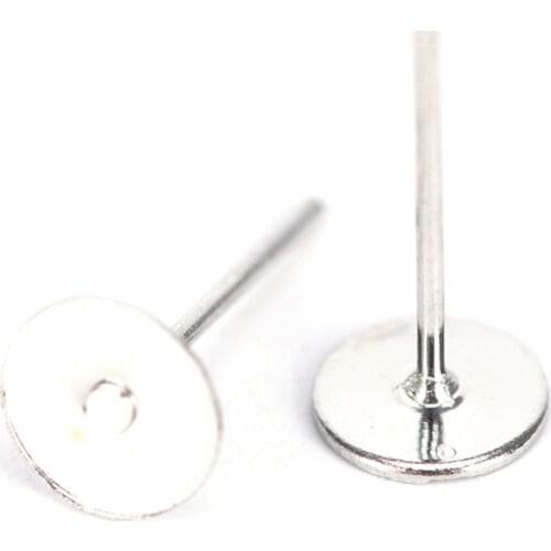 200pcs Stainless Steel Blank Earring Stud Base Cabochon Cameo Settings DIY Jewelry Making