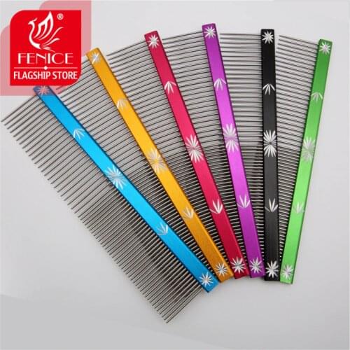 Pet dog stainless steel stripe Grooming Comb for dog cat barer shedding tool salon 5 colors