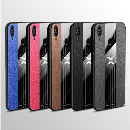 Luxury Design Cloth Back Cover for Huawei Honor Play HonorPlay Shell with Magnetic Car Holder Stents Stand Shockproof Phone Case