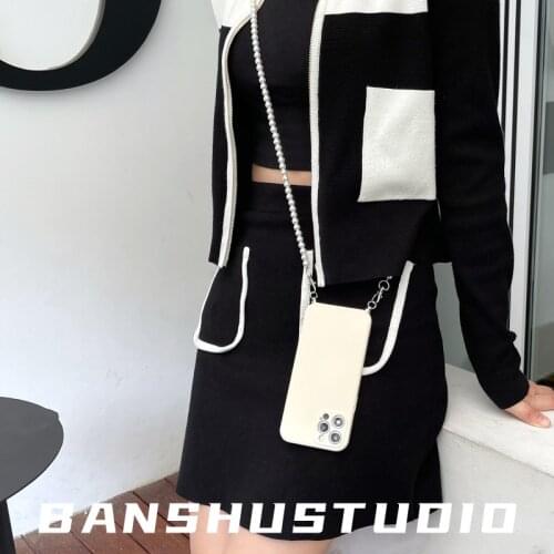 Luxury Pearl Bracelet Necklace Diagonal Lanyard Soft Phone Case For Xiaomi Redmi 7A 8A 9A 9C NOTE 9 9S PRO 9T 8 10 8T 7 K20 K40