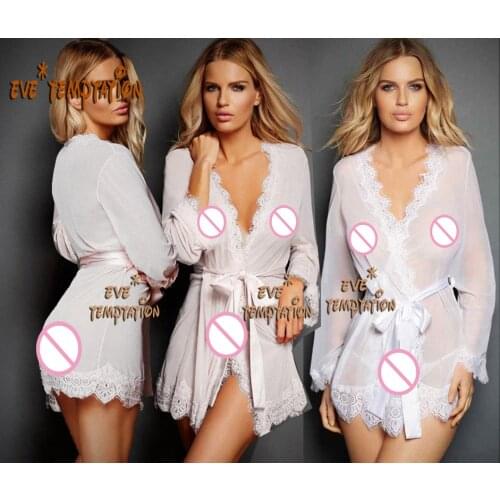 Sexy lace Lingerie Babydoll baby doll dress Underwear Translucent Chemises robe Wrap Bodysuits+waistband+T-back 6663