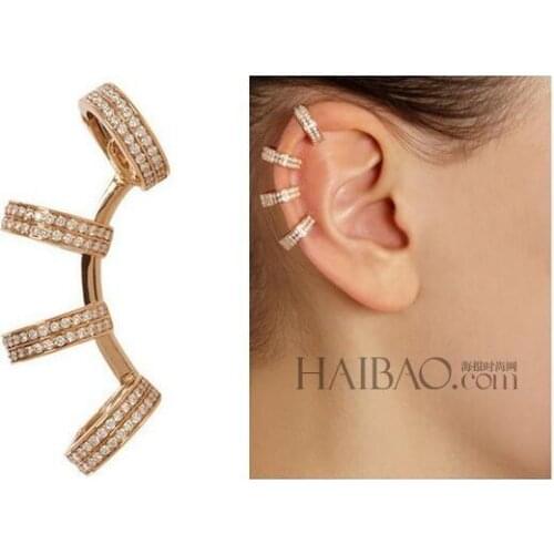 Fashion New Crystal Ear Clip Pendientes Earing Cuff Wrap Earrings Womens Jewelry Accessories Gold Silver Wholesale 60pcs/lot