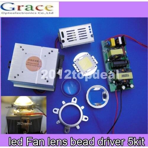 100w led chip +100W led driver+cooling heatsink+ Lens with Reflector Collimator 5kit