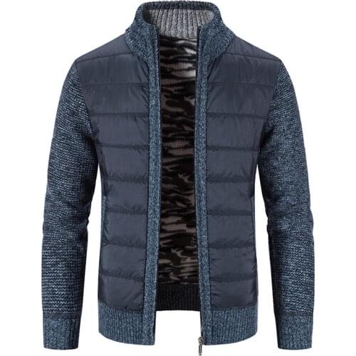 Sweater Men Autumn Winter Casual Slim Patchwork Wool Sweatercoat Knitted Zipper Sweater Jacket Male Thick Warm Cardigan Coats