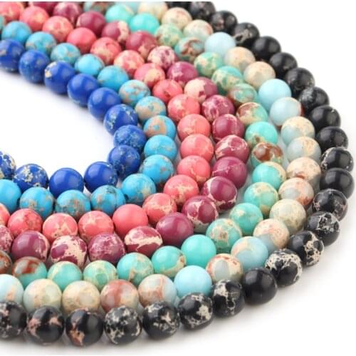 35-60pcs/Strand Imperial Natural Stone Beads Round Loose Spacer Beads For Jewelry Making DIY Bracelet Necklace 6 8 10mm 15"