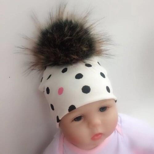 Spring autumn Toddler infant Kids childrens pompom cotton dot boho hat cap skullies beanies for newborn baby girls and boys