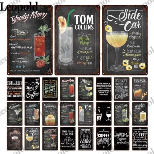 Whiskey Metal Poster Wall Sticker Black Letter Tin Label Metal Poster Wall Art Kitchen Restaurant Bar Home Decoration Accessorie