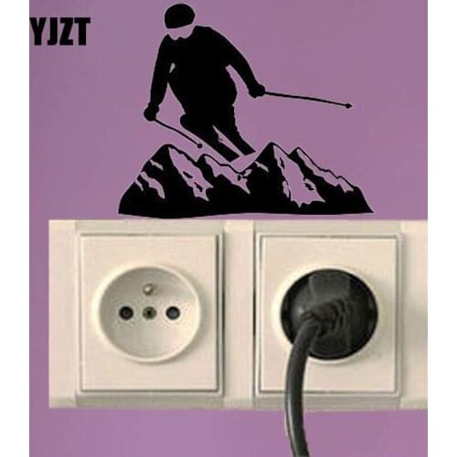 YJZT Skiing Man Skier Mountains Ski Extreme Sports Wall Sticker Vinyl Light Switch Decal 8SS2304