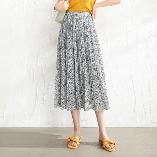 Women Pleated Tutu Tennis Beach Kawaii Skirt Jupe Punk Short Blue Pink Black Chiffon Floral High Waist Bandage Sexy Mini Summer