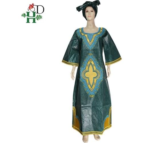 H&D Bazin Riche Dashiki Dress Women Plus Size Maxi Dresses Embroidery Pattern With Stones Ankara Lady Clothes 2021 New Arrival