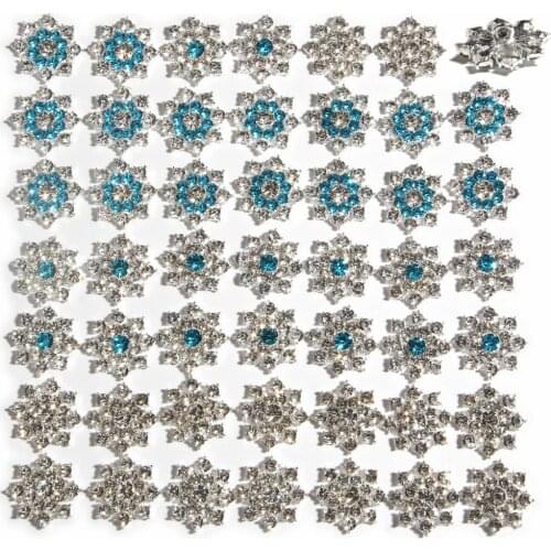 10PCS 2.3cm 0.88" Crystal Rhinestone Snowflake Buttons Bulk for Sewing Craft Embellishments Shank Back Flower Hair Accessories