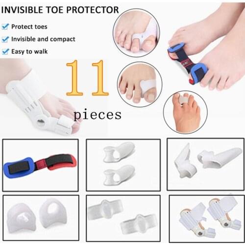 11Pcs/Set Corrector Gel Pad Stretcher Nylon Hallux Valgus Protector Guard Toe Separator Orthopedic Straightener Foot Care Tool