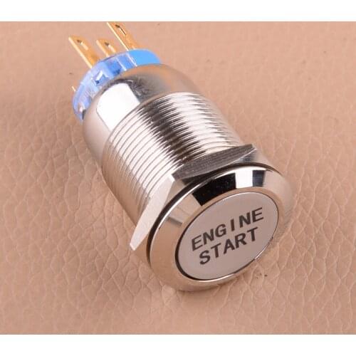 12V 3/4" White LED Car Auto Engine Start Stop Push Button Switch Ignition Starter Replacement Accessories