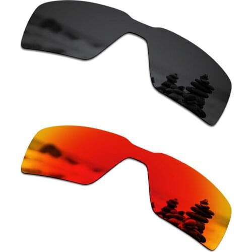 SmartVLT 2 Pieces Polarized Sunglasses Replacement Lenses for Oakley Probation Stealth Black and Fire Red