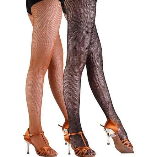 2020 Sexy Women Latin Dance Black Caramel Socks One Size Stage Leggings Practice Competition Net Stockings Accessories DW1111