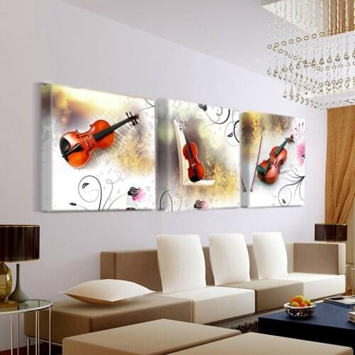 Printed 3 Pieces of Canvas Art Classical Guitar Music Painting Poster Wall Picture For Living Room Decoration S187
