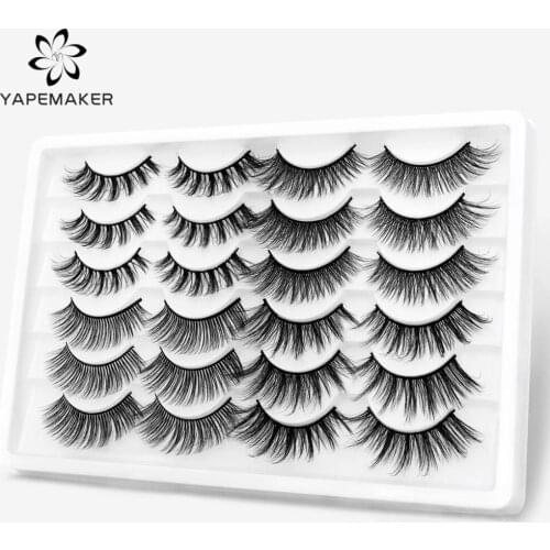 YAPEMAKER 5/12 Pairs Natural False Lashes 3D Faux Mink Eyelashes Dramatic Fluffy Soft Reusable Fake Eyelash Makeup Extension