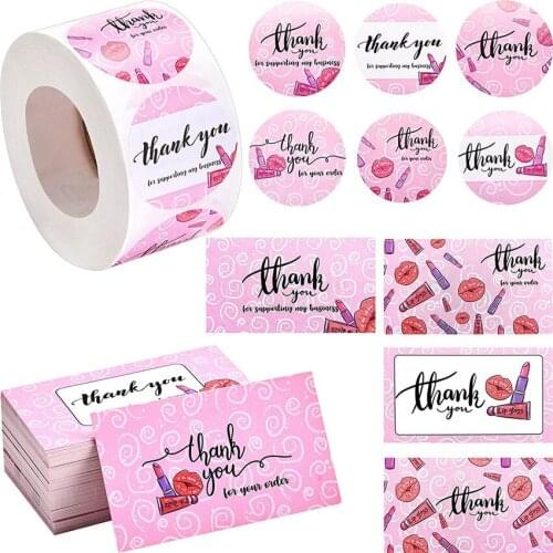 5*9cm Pink Thank You Card for supporting My Small Business Greeting Card Small gift message card Shopping Wrapping Decor Labels