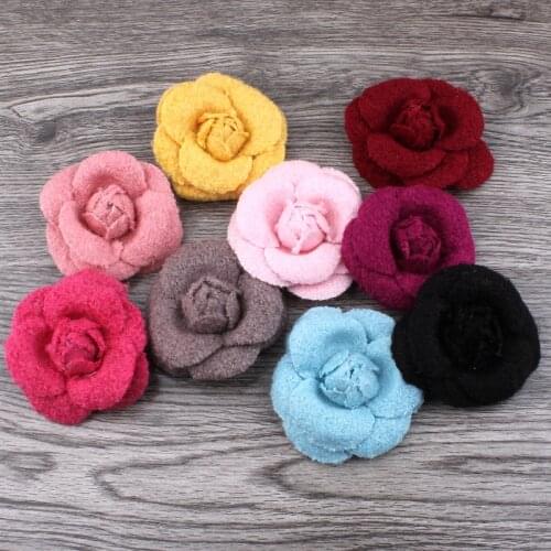 50pcs/lot 5.5cm 9colors Newborn Wool Felt Rose Flower For Girls Apparel/Hair Accessories Handmade Fabric Flowers For Headbands