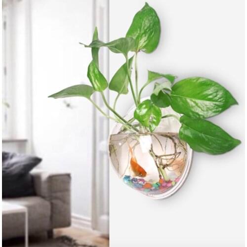 Acrylic Fish Bowl Wall Hanging Aquarium Tank Aquatic Pet Supplies Pet Products Wall Mount Tank Mini Home Transparent Pot Plant