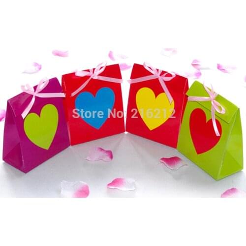Wedding Paper Candy Box Rainbow Hearted Candy Boxes Birthday Party Favor gifts 8*4.2*11.8cm