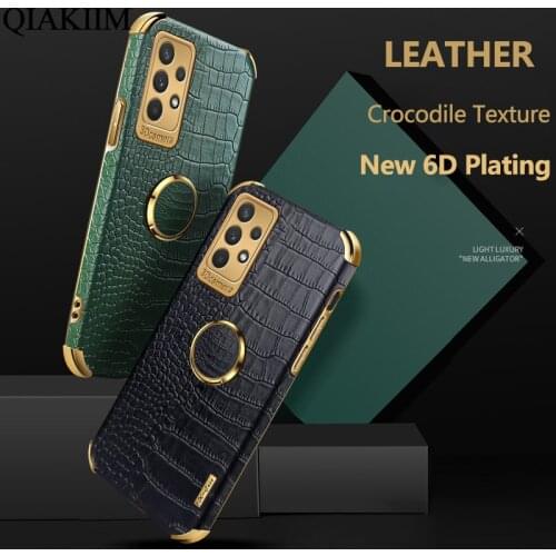 A72 Case Magnetic Ring Kickstand Crocodile Texture Shockproof Phone Cover For Samsung Galaxy A52 A71 A51 A41 A32 A31 A02 A22 A82