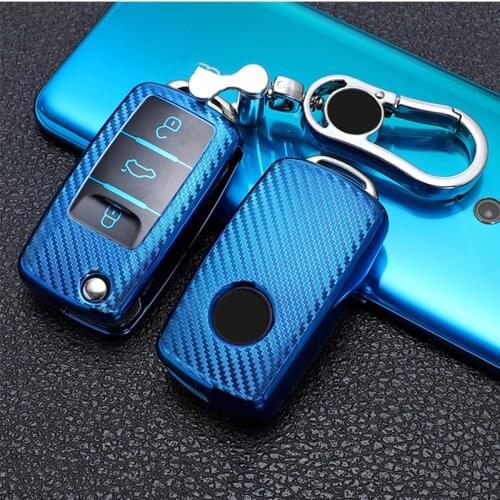 Carbon Fiber TPU car key case for vw Bora Polo Sagitar Tiguan Lavida Santana Touran Passat b5 b6 Skoda Superb Keys Protector