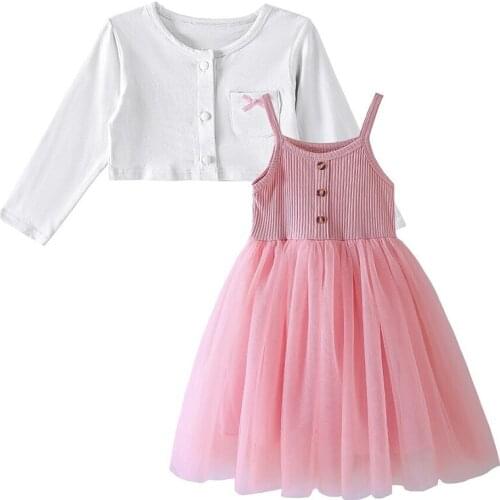 Childrens Clothing 2021 Autumn TuTu Dress for Girls Kids Vestidos Baby Girls Birthday Party Princess Dress Solid Color Jacket