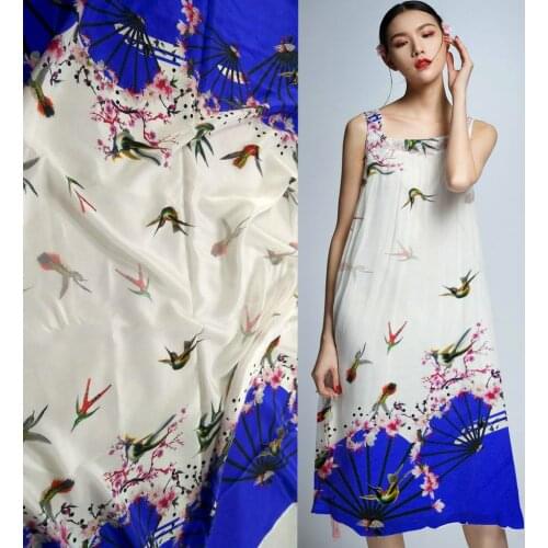 Estampada High Quality Silk Satin Fabric Diy Patchwork Printed Handmade Neadend Silk Material Flower Tissu Wholesale Tissu Telas