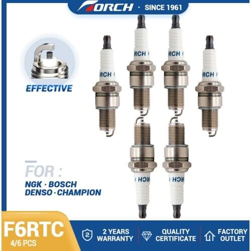 TORCH Spark Plug F6RTC Compatible with Chevrolet Car CHAMPION RN8VTYC NGK PGR6B for WR6DCX DENSO P20PR11 4-6 Pcs