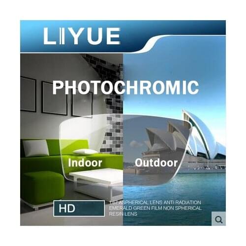 LIYUE spectacles lenses 1.56 EMI coating photochromic lens grey color brown color transition optical lenses Aspheric lenses