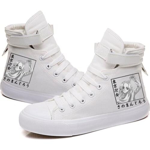 Tokyo Revengers Print High-Top Canvas Shoes Black White Casual Breathable Leisure Sport Sneakers Vulcanize For Women Men 2021