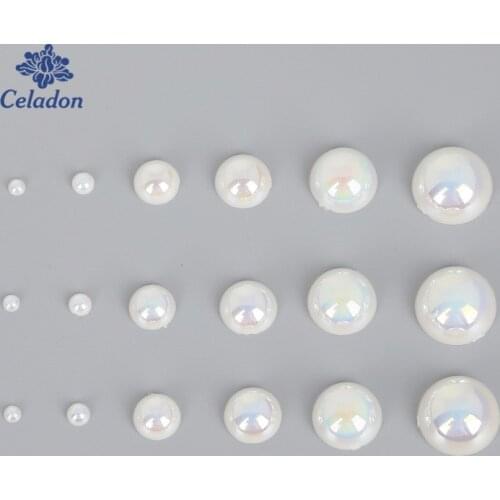 50-1000Pcs Many Size White Color ABS Imitation Pearls Half Round Flatback Pearls Resin Scrapbook Beads DIY Decoration